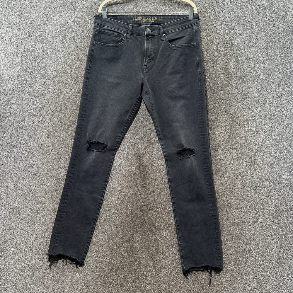 American Eagle Slim Taper Extreme Flex 4 Jeans Black Distressed Men 32x32